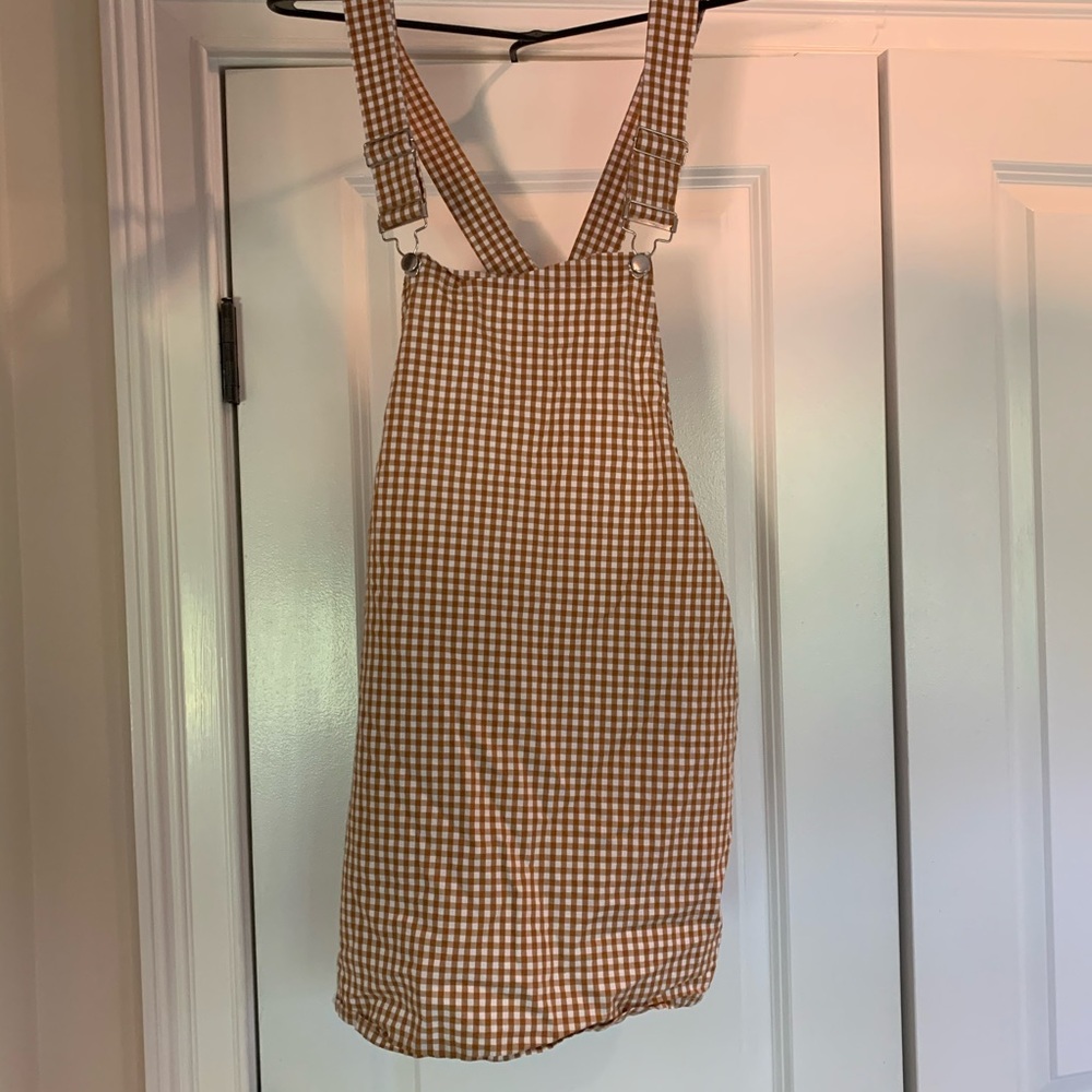 yellow gingham apron dress
